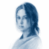 Blue-tone Portrait of a Woman Hand-drawn blue-tone portrait of a woman with a contemplative expression.